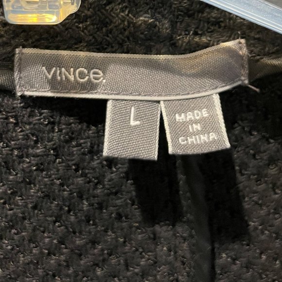 Vince Tweed Jacket with Frayed Edge, Asymmetrical Zip Cotton Blend - Picture 6 of 7